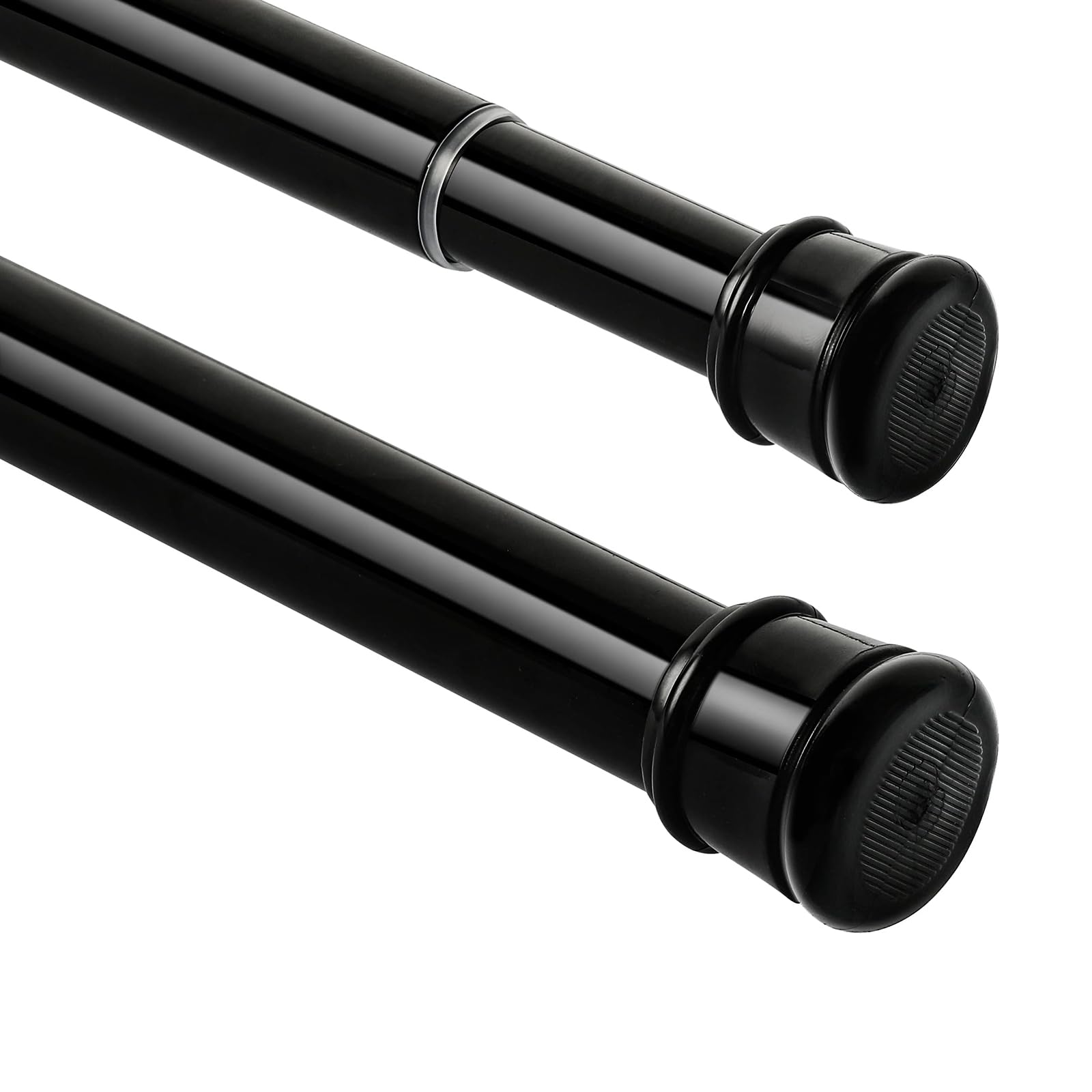 Ginbel Direct 2 Pack Shower Curtain Rod 42-78 Inch, 1" Diameter Spring Long Adjustable Tension Curtain Rods for Bathroom Windows Closet No Drilling No Rust No Assembly, Black Image