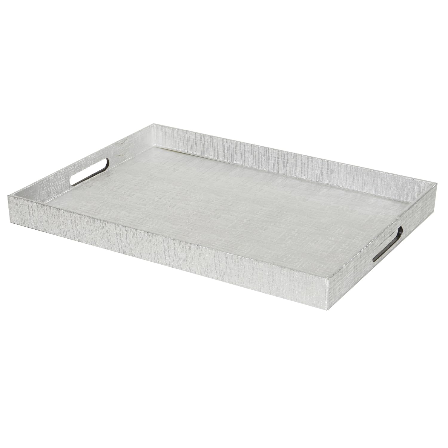 Photo 1 of Home Basics Elegant Serving Tray with Handles (Silver), 13.75" x 18.75" x 1.65"