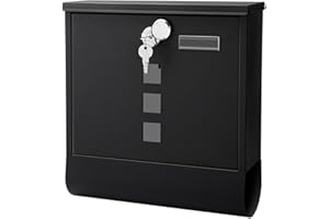Locking Mailbox Wall Mounted - Jssmst mailboxes with Key Lock Large Capacity (Large, HPB2210 Black Matt)