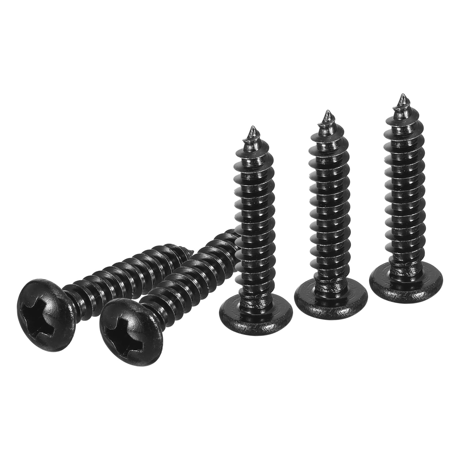 DTGN #8x3/4" Black Screws - 50Pack - 304 Stainless Steel Pan Head Phillips Sheet Metal Screw Self-tapping Screw Wood Screws