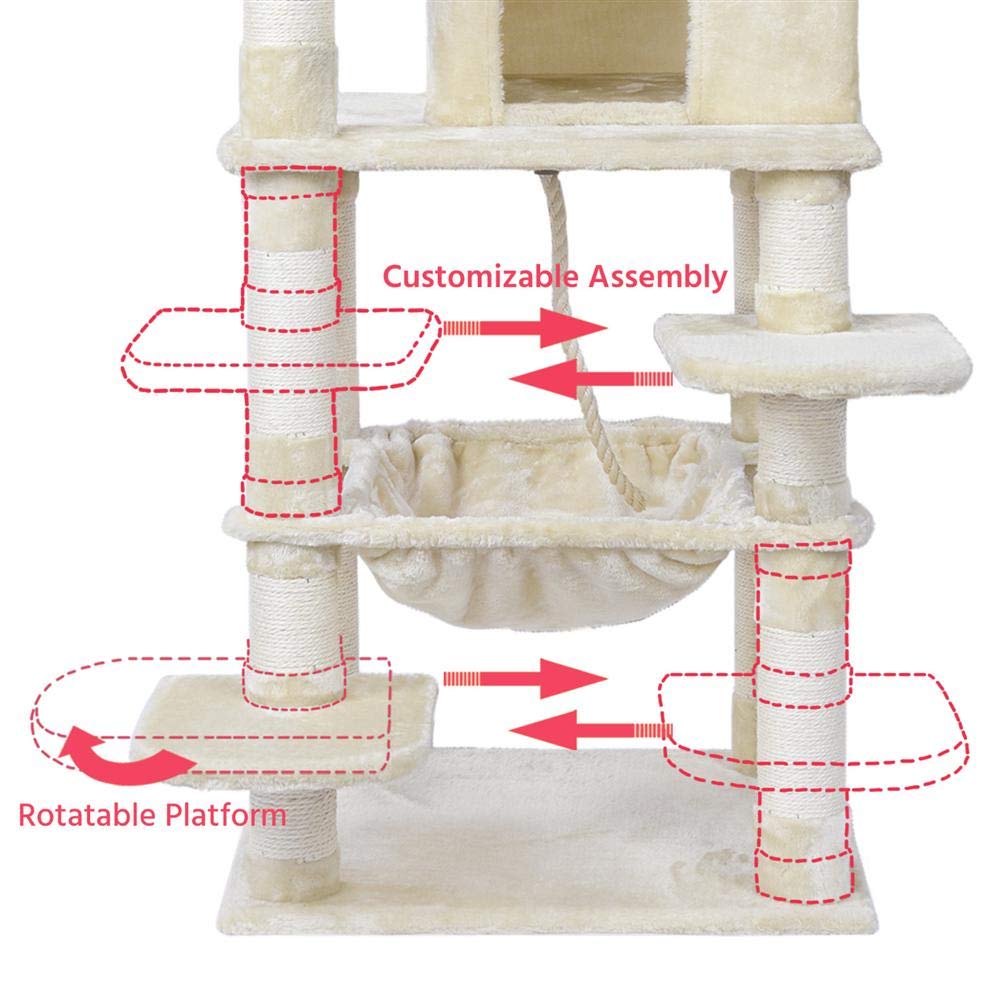 YAHEETECH 59 inches Luxurious Cat Tree Cat Tower with Cat Scratching