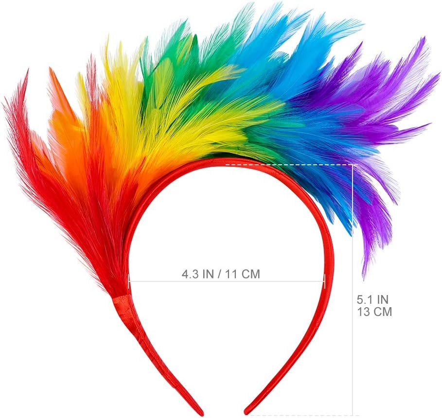 Lurrose Colorful Feather Headband Fascinator Headband Cosplay Hair Hoop Carnival Party Headdress for Easter Day - Image 3