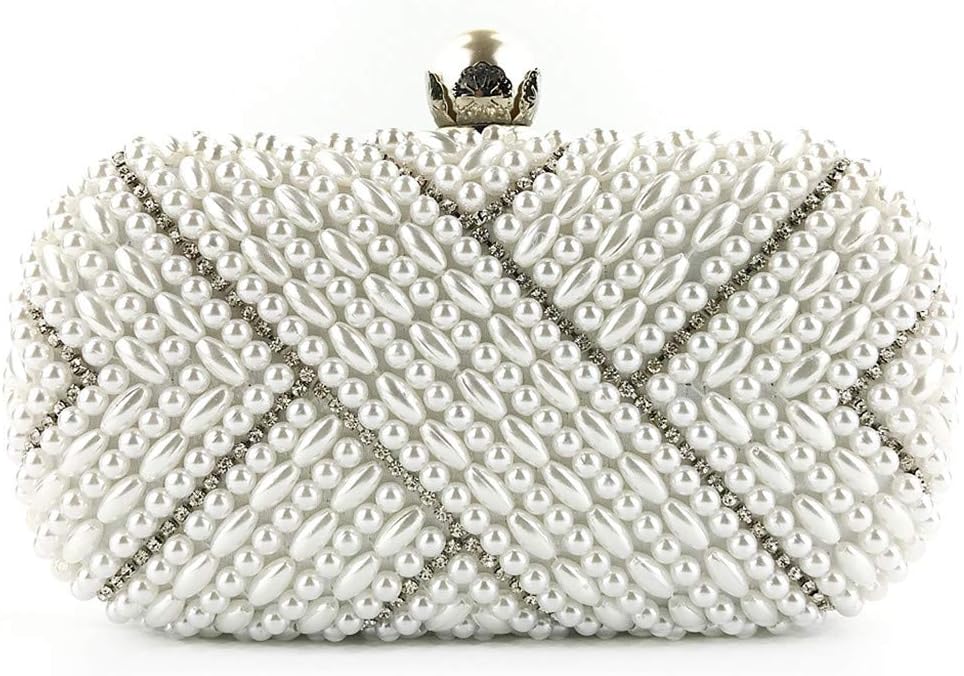 Gogoodgo Womens Clutch Luxury Evening Bags Full Beaded Artificial Pearls Handbag for Wedding Parites Prom