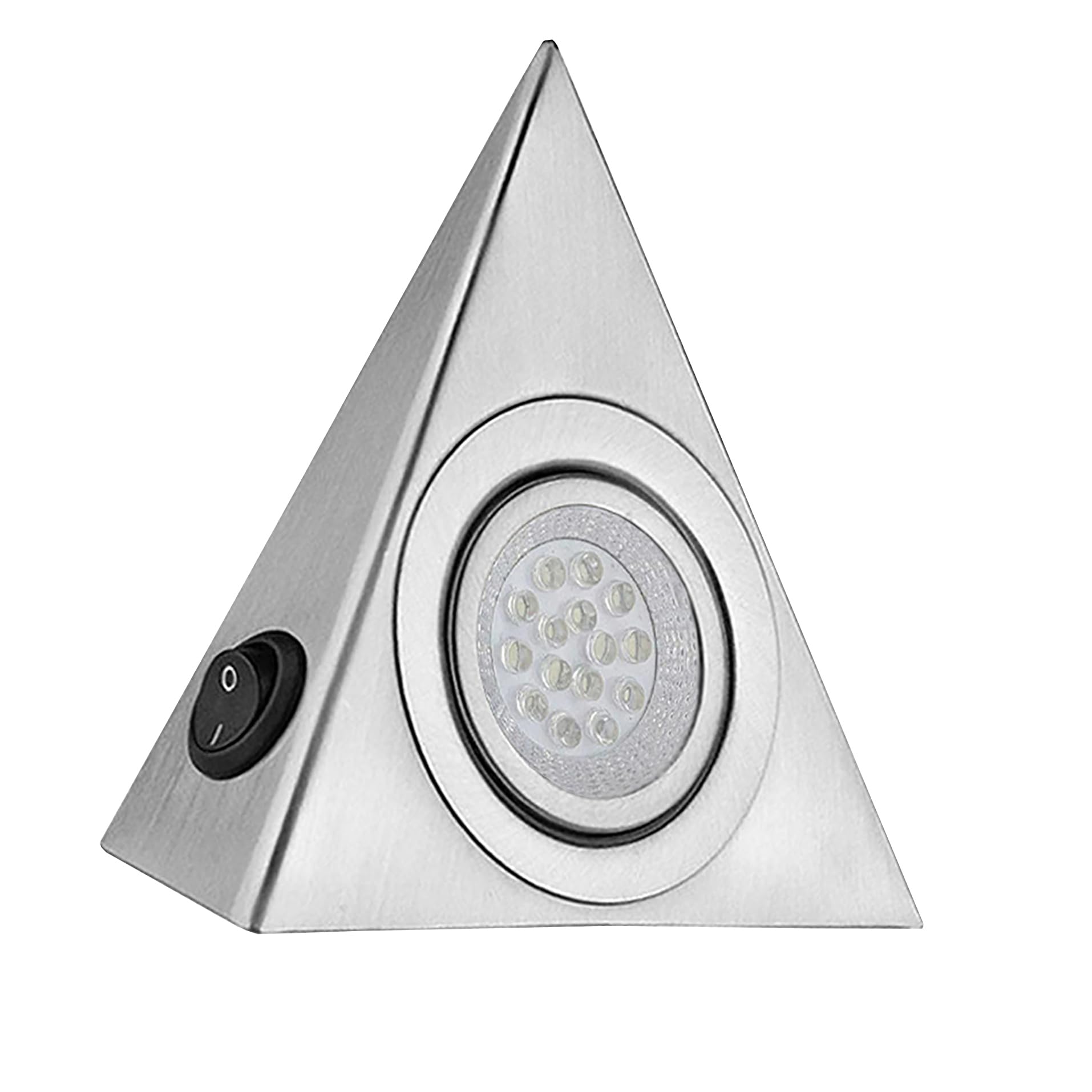 1 Pcs LED triangle under cabinet lights – Cool White under cupboard kitchen lights mains powered Spotlights, Stainless Steel Energy-Efficient triangle LED lights for Kitchen, Wardrobe, Display Units
