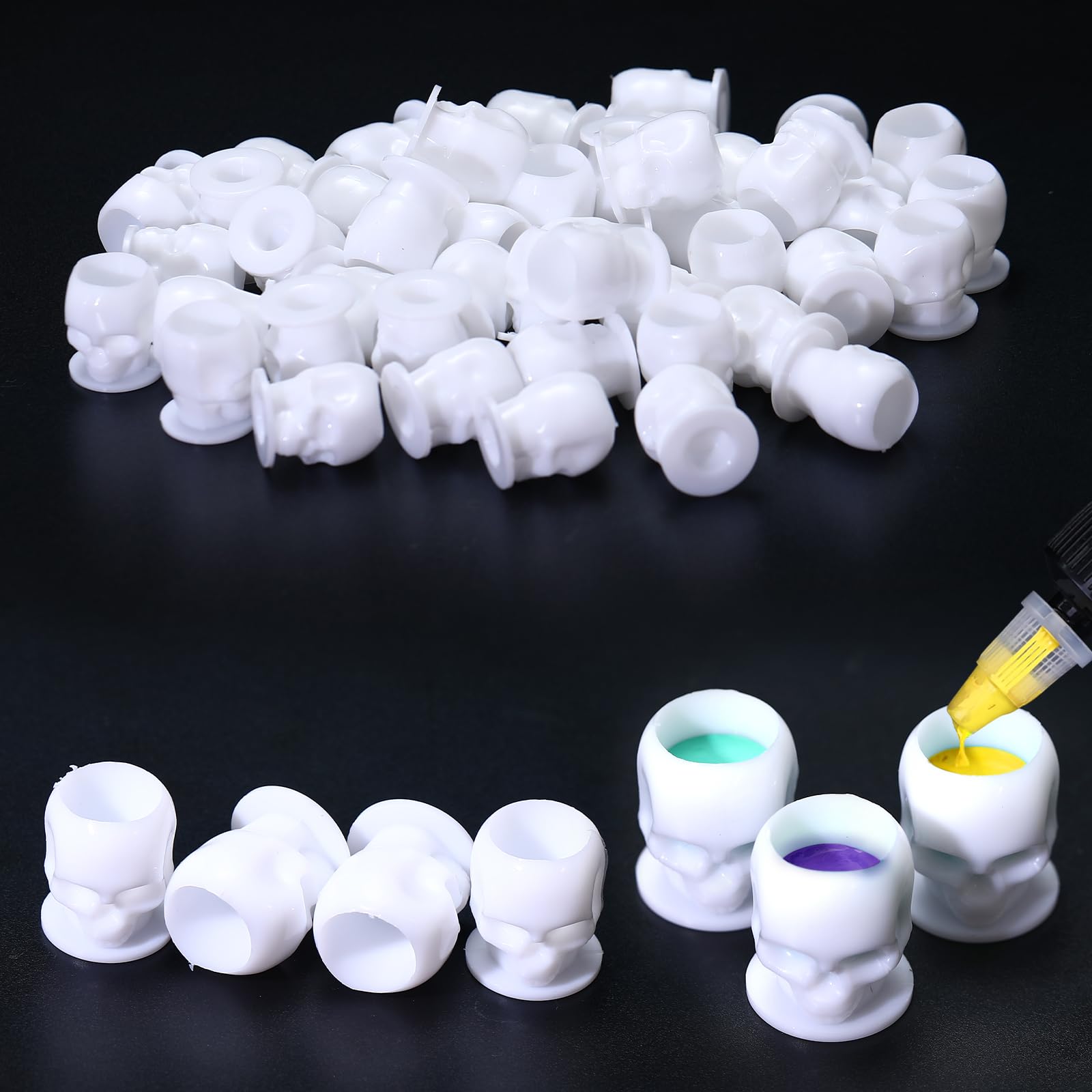 YLRONGTIAN Tattoo Ink Cups 15 mm Tattoo Ink Cups with Stable Base and 200 Pieces Permanent Makeup Pigment Holder Container Cap Tattoo Accessories, White — image 1