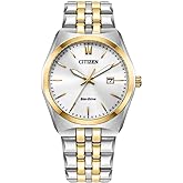 Citizen Men's Classic Corso Eco-Drive Watch, 3-Hand Date, Luminous Hands and Markers, Two-Tone Stainless Steel, White Dial