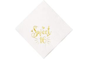 Crisky 3-Ply Sweet 16 Cocktail Napkins for 16th Birthday Decorations Candy Table Decor, Beverage Napkins Sweet 16 Birthday Su