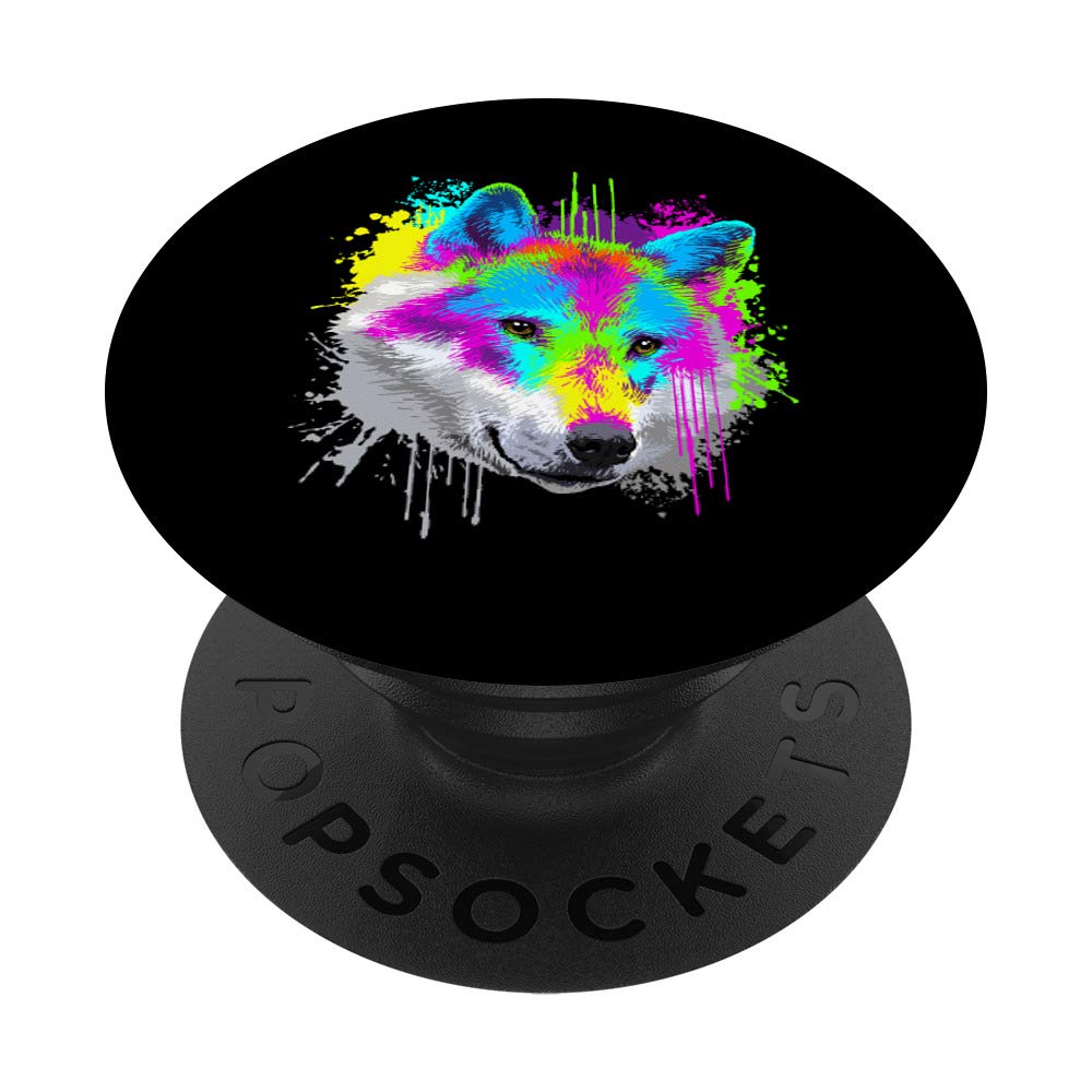 Splash Art Wolf Gift Animal Wolf Lovers PopSockets Swappable PopGrip