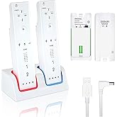 NATNO 2 Pack 2800mAh Rechargeable Wii Remote Battery Pack & Dock Charging Station, USB Cable Included