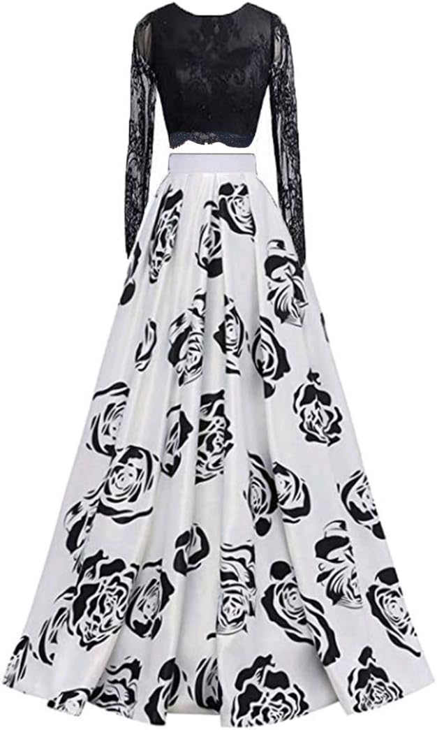 FWVR Floral Print Evening Dresses for Women Formal Long Prom Wedding Party Gowns