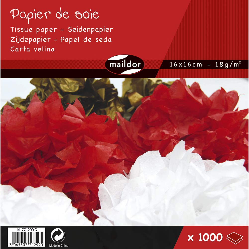 Clairefontaine Maildor Diverse Paper Tissue Paper, 16x16 cm - Assorted Colours, Pack of 1000 sheets