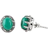 ARTISANJEWELS 925 Sterling Silver Stud Earrings, Natural Malachite Gemstone, Handmade Boho Jewelry for Women, Chakra Healing Crystals Studs Earrings, Christmas Day Gift