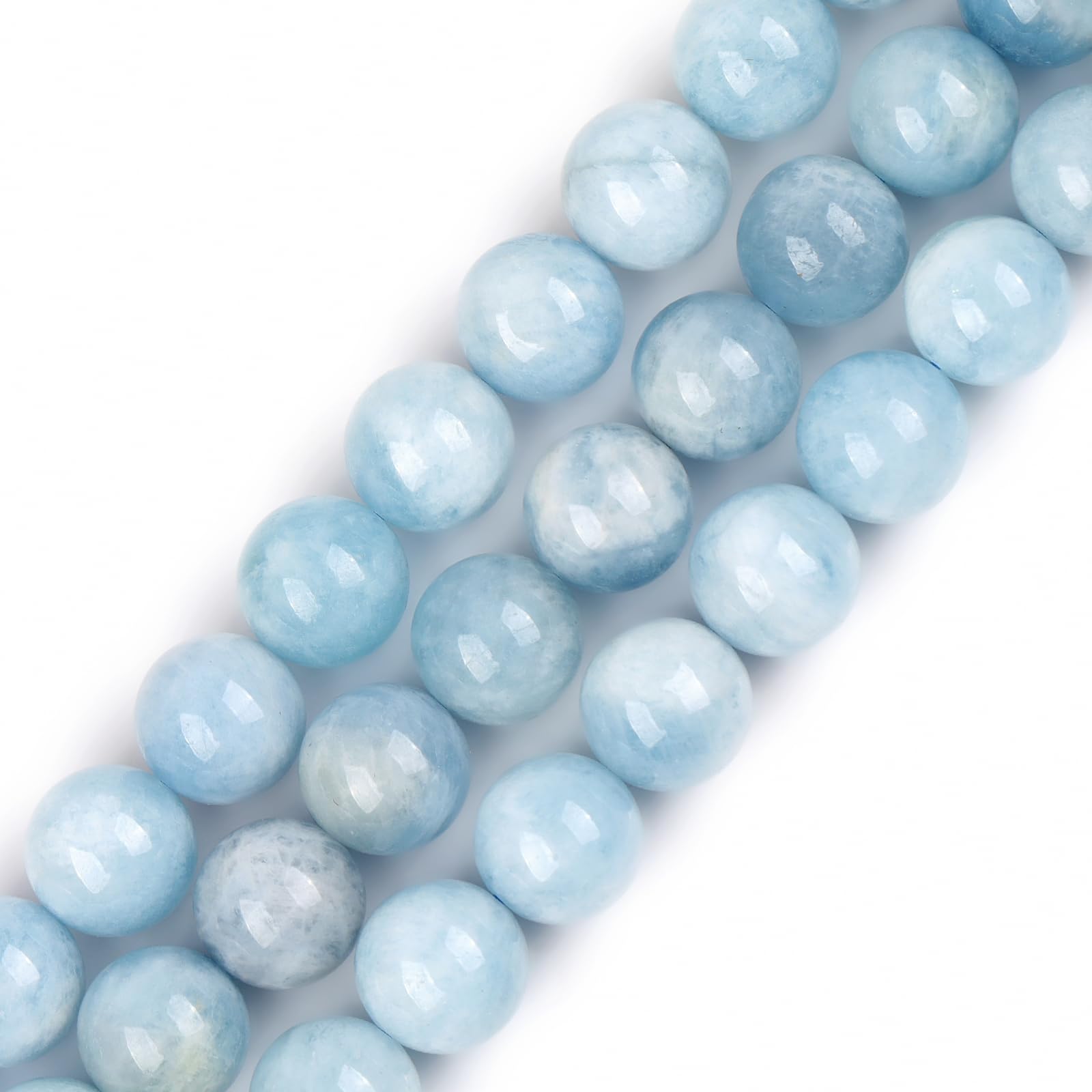 Gem-Inside 12mm Natural A Grade Aquamarine Quartz Round Beads for Jewellery Making Strand 15" Semi Precious Gemstone DIY Handmade Craft Supplies