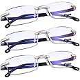 TERAISE Rimless Reading Glasses Fashion Diamond Cutting Design Anti-Fatigue Clear Lens Spectacle Readers for