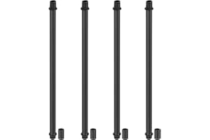 PATIKIL Straight Pipe Lamp Stems Rod Kit, 4Set M10 Carbon Steel 250mm(9.84") Long Double End Thread Rod with Coupling Nuts Sleeve Connector for Table Lamps Chandeliers, Black