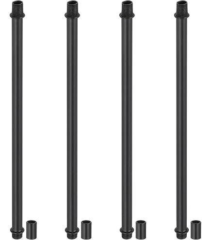 Litoexpe Lampenstiel-Set – 80 Mm Gerade Rohre Mit Kupplungen, Schwarz, 4 Stück