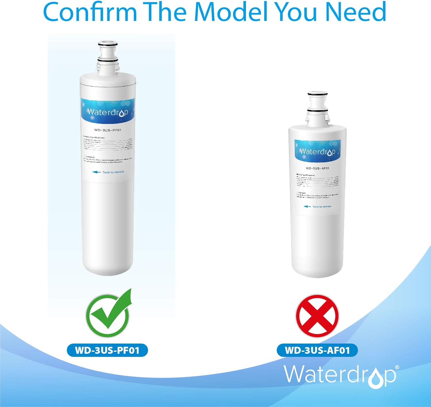 Waterdrop 3US-PF01 Under Sink Water Filter, Compatible with Advanced 3US-PF01, 3US-MAX-F01, 3US-PS01, 3US-MAX-S01, Aqua-Pure C-Cyst-FF, Manitowoc K-00337, K-00338, Pack of 1: Home & Kitchen