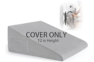Lossey 12 inch Wedge Pillow Replacement Pillow Cover, Short Plush Triangle Wedge Pillow Case with Smooth Zipper, Removable & Machine Washable