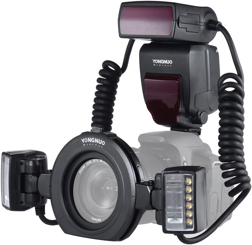YONGNUO YN24EX E-TTL Macro Flash Speedlite 5600K with 2pcs Flash Heads and 4pcs Adapter Rings Compatible with Canon EOS 1Dx 5D3 6D 7D 70D 80D Cameras - Image 5