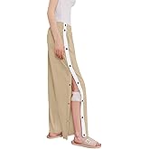 Deyeek Women's Tear Away Pants Side Split Snap Open Bottom Sweatpants Leg Breakaway Post Surgery Pants with Pockets