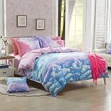 Loussiesd Cloud Sky Duvet Cover Set for Girls Rainbow Bedding Twin Queen King view 2