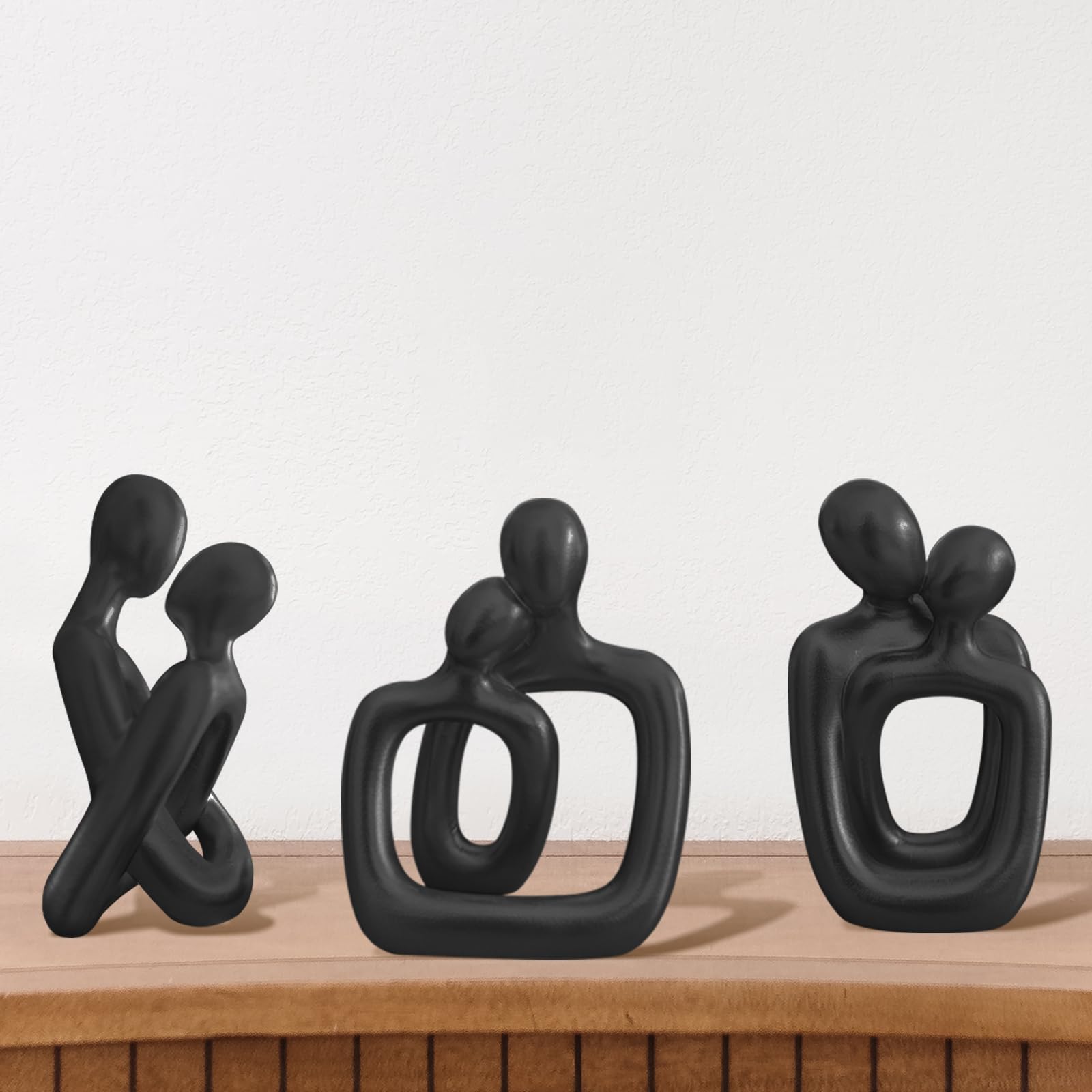 3pcs Home Decor Black Statues Modern Resin Couple Sculptures,Art Action Figurines Ornaments For Living Room coffee table Office Bookshelf decorations Collectible Accents Gifts