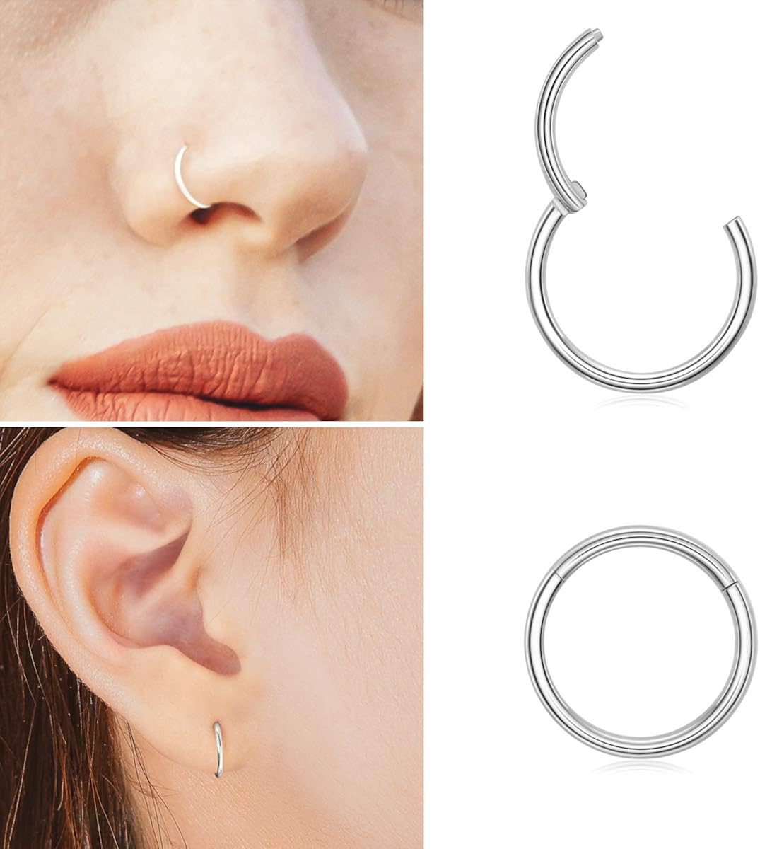 Hypoallergenic Steel Stainless Surgical 316l Ldurian Hinged Women Men For Earrings Hoop Jewelry Piercing Nose Gold Black Silver Gold Rose With 5 10mm Diameter Gauge 14 16 18 20 Hoop Nose Ring Nose Rings Piercing Jewelry Offering 100 Www Klevering Com