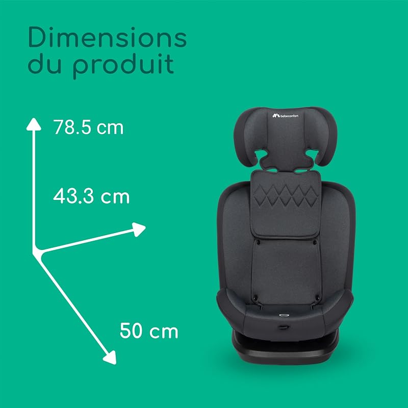 EverFix i-Size Siège auto, Siège auto face à la route, Siège auto ISOFIX, de 15 mois jusqu'à 12 ans, 9-36 kg, 76-150 cm, Tinted Black