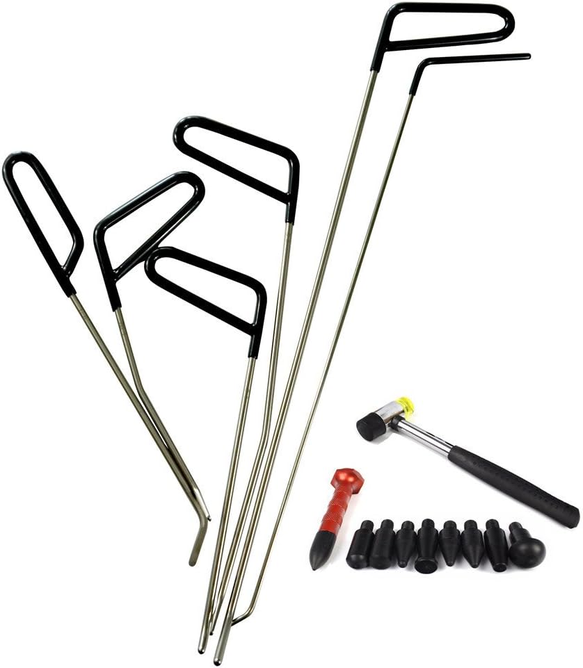SOTRLO Auto Body Dent Removal PDR Rod Tool Kit Hail and Door Ding Repair Starter Set with Dent Hummer Tap Down Tool
