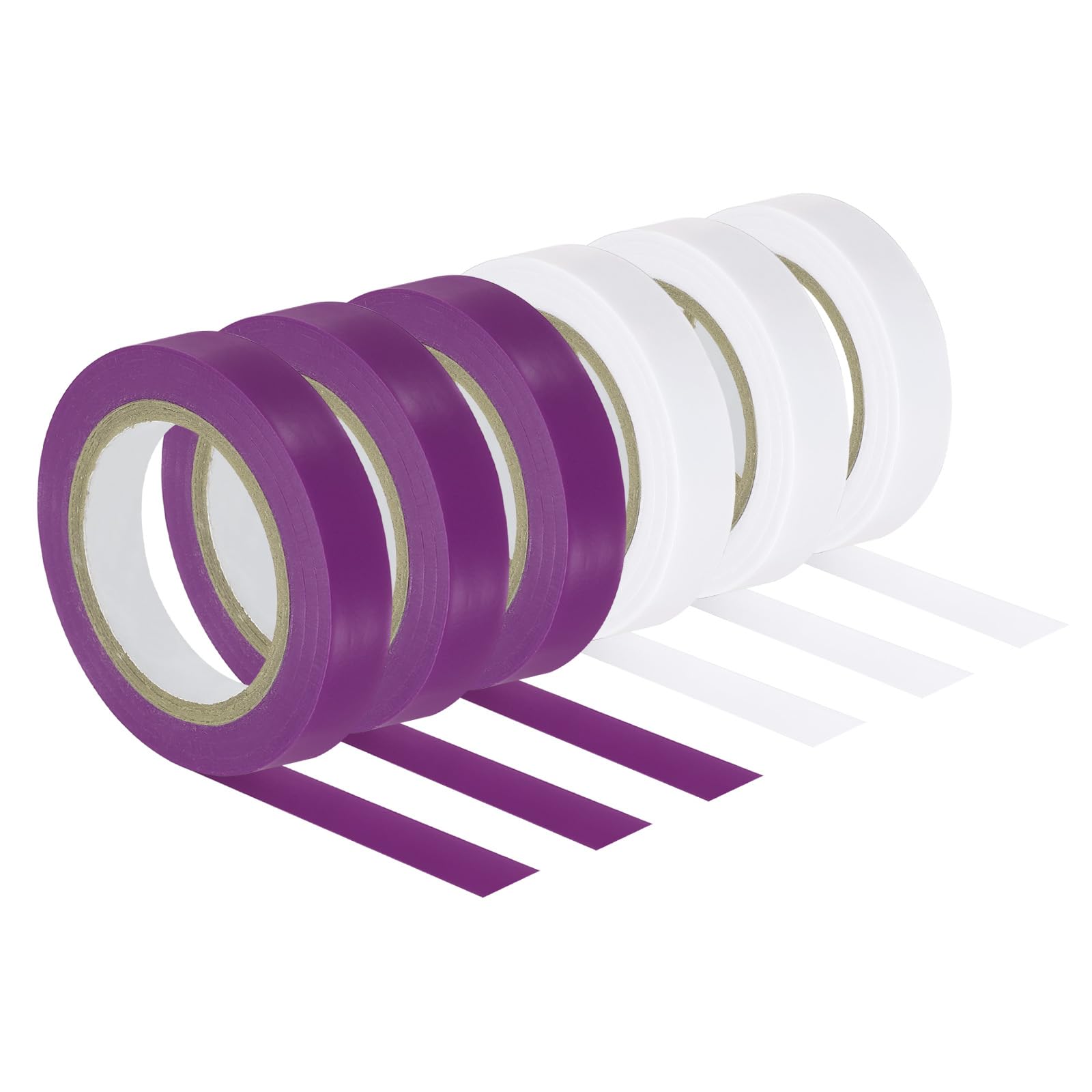 PATIKIL 32.8Ft Grip Finishing Tape, 6 Pack PVC Racquet Finishing Tapes Racket Accessories Sticky Seal for Tennis Badminton, Purple/White
