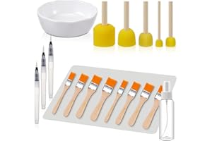 Crtiin 19 Pcs Essential Decoupage Tool Set, Include Silicone Table Mat, 5 Foam Brush, 8 Decoupage Brush, 3 Water Pen, Glue Container Bowl, Spray Bottle for DIY Arts and Crafts Projects