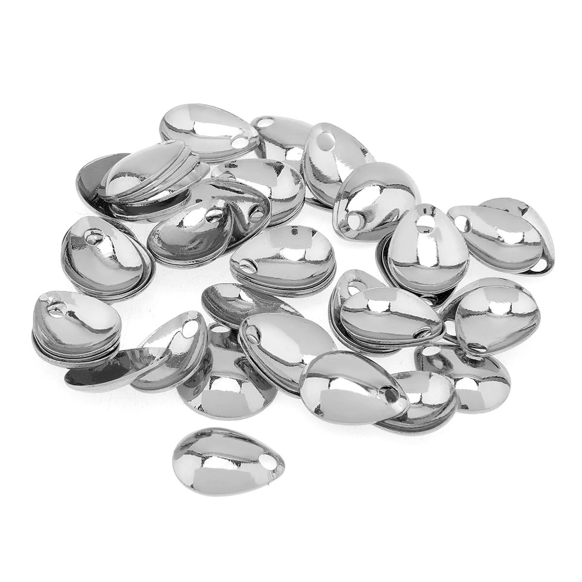 OriGlam 50pcs Spinner Baits Spoons Rigs, DIY Rig Spinner Making Kit, DIY Spinner Bait Noise Metal Spoon Spinner Baits for Worm Spinner Baits Spoons Rigs Making (Silver)