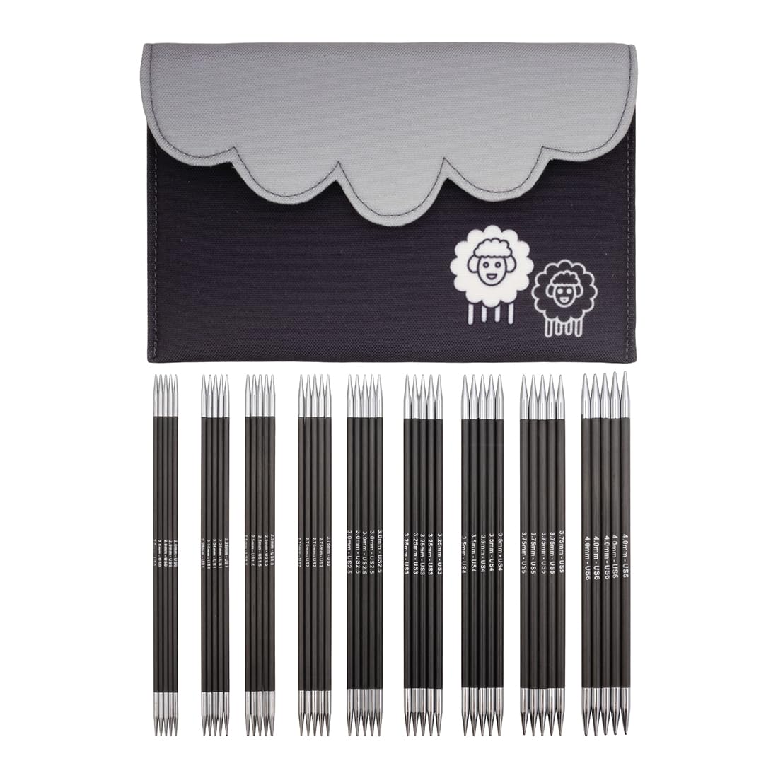 KnitPro Karbonz Deluxe Double Pointed Needle Set 6" (15cm) | 9 Sizes (2mm to 4mm)