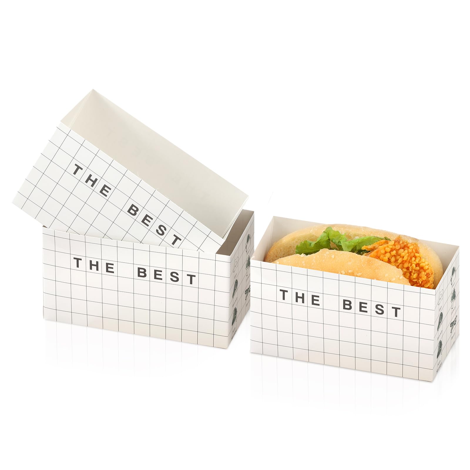Photo 1 of Bakbania 50 Pack Paper Sandwich Take Out Boxes Food Containers Sandwich Packaging Boxes for Toast, Donuts, Burgers