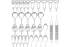 AYWFEY 32 Pieces SIM Card Removal Openning Tool Tray Eject Pins Needle Opener Ejector Compatible with All iPhone Apple iPad HTC Samsung Galaxy Cell Phone Smartphone Watchchain Link Remover