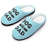 DOG DAD Men's Cotton Slippers Soft House Slipper Indoor Shoes Closed Toe for Bedroom
