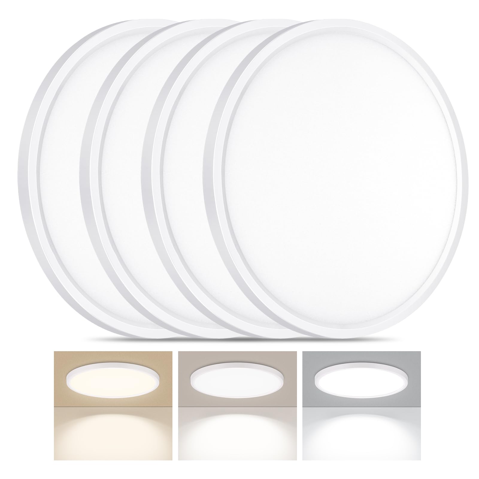 4 Pack LED Flush Mount Ceiling Light, 24W Ultra