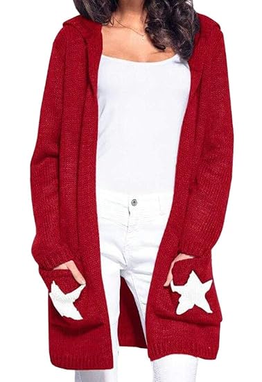 long red hooded cardigan
