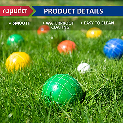 ropoda 90mm Bocce Ball Set with 8 Polyresin Balls, Pallino, Case and Measuring Rope for Backyard/Lawn/Beach/Outdoor, Resin Bocce Ball for Kids Teens Beginners(2 to 8 Players)