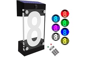 IVWVI Acrylics Solar Address Sign, Led Illuminated Solar House Numbers for Outside, Waterproof RGBW Color Changing Remote Control, Lighted Modern Address Plaque Solar Powered for Yard Home (Digit 8)