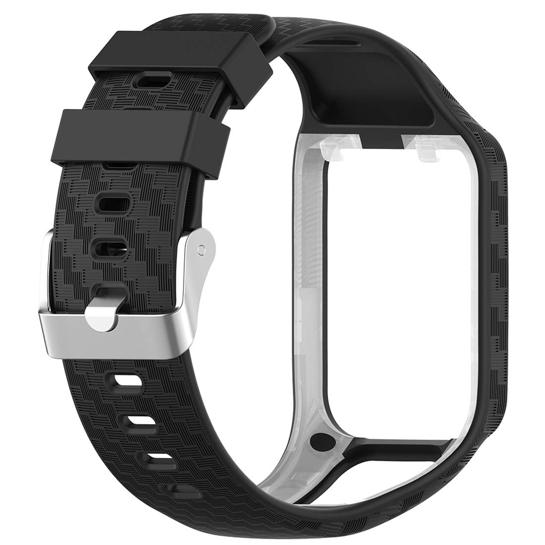 LOKEKE Replacement Silicone Wrist Strap Band Compatible with TomTom Runner 2/ Adventurer/Golfer 2/ Runner 3/ Spark/Spark 3 (Silicone Black)