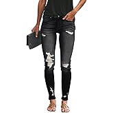LalaLin Women's Skinny Destroyed Jegging Trendy Stretchy Ripped High Waisted Distressed Butt Lifting Denim Jeans with Pockets
