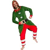 Funziez! Christmas Adult Onesie - Elf Costume - Holiday One Piece Cosplay Suit