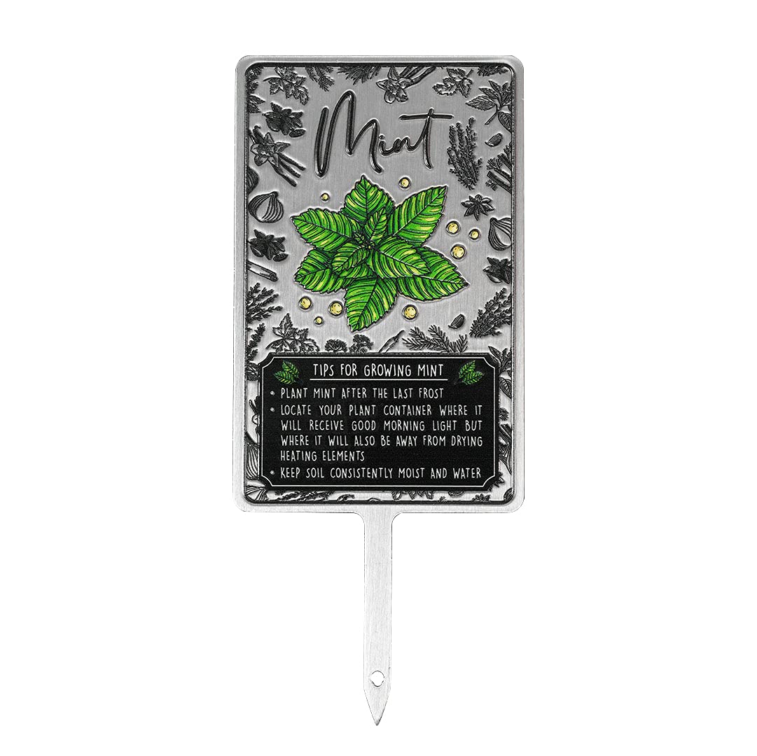 KADAX Herb Signs, Silver Metal Herb Stakes, Plant Signs, Plant Stakes, Plant Labels, Metal Signs, Plant Labels, Herb Labels (Peppermint)