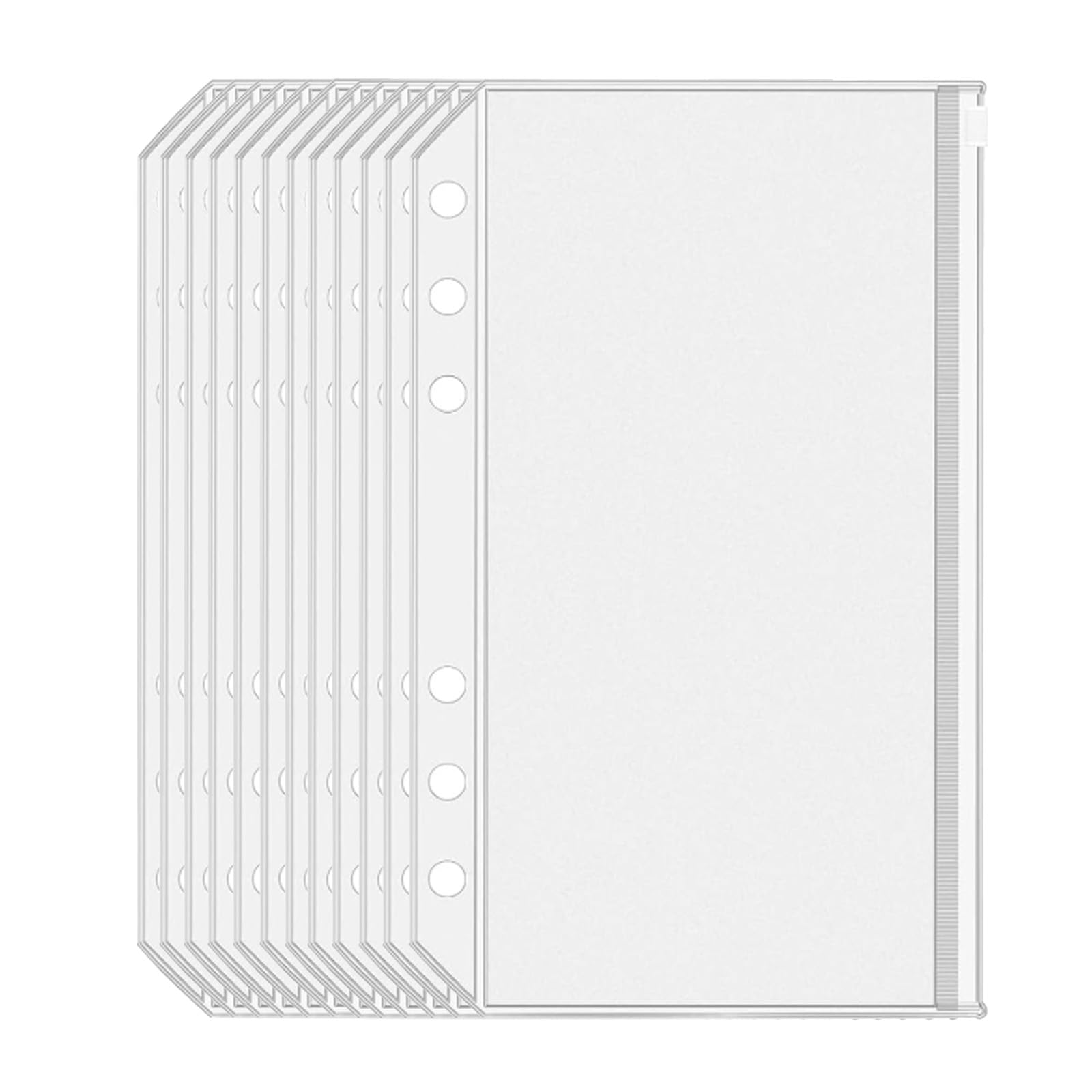 Photo 1 of 16 Pcs A6 Binder Envelope Pouches - Clear Binder Pockets with Zippers for 6-Ring Budget Cash System, Clear Inserts for Money Saving and Budgeting