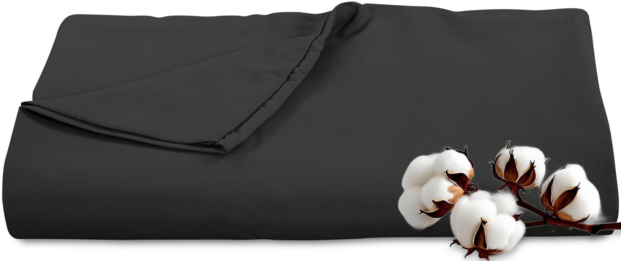 Photo 1 of Royale Linens 300 Thread Count 100% Long Staple Combed Cotton Flat Sheet - Super Soft - Top Sheets - Twin Flat Sheet Sold Separately - Breathable, Cool & Crisp Percale Sheets Only (Twin, Black)