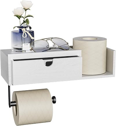 HapiRm Toilet Roll Holder With Drawer Shelf Self Adhesive Wall Mounted