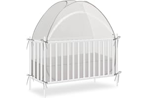 Akiky Large Pop Up Mosquito Net Crib Tent to Keep Baby from Climbing Out Baby Girl Netting Cover Canopy for Naps at Home&Traveling(Gray)