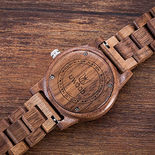 Wood Watch,BIOSTON Unisex Design Natural Handmade Popular Wood Watch 40mm Unisex With Adjust Tool(walnut wood)