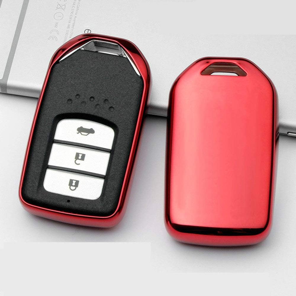 STEDMNY Car key cover For Honda For Fit For Civic For HR-V CRV Odyssey Accord 2013-2017 TPU Black Car Styling Remote Smart Key Cover Fob Case Shell,A,red